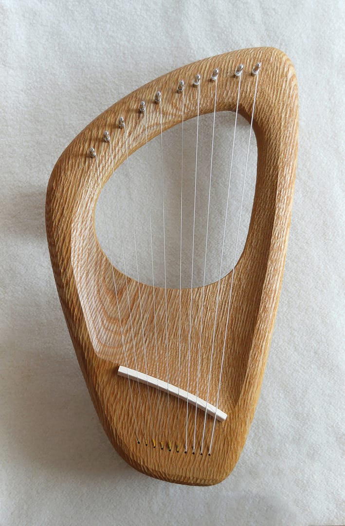10 String Pentatonic Lyre, Ash Wood, Hand carved
